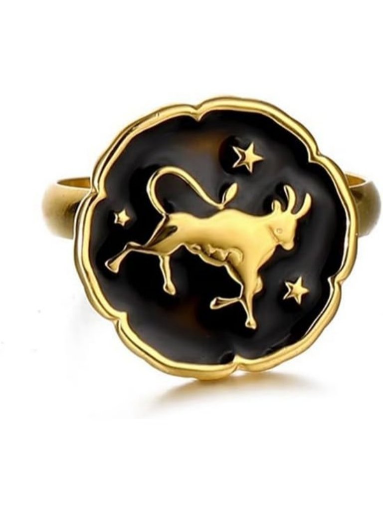 Taurus Astrology Constellation Open Ring Horoscope Zodiac Sign 18k Gold Plated